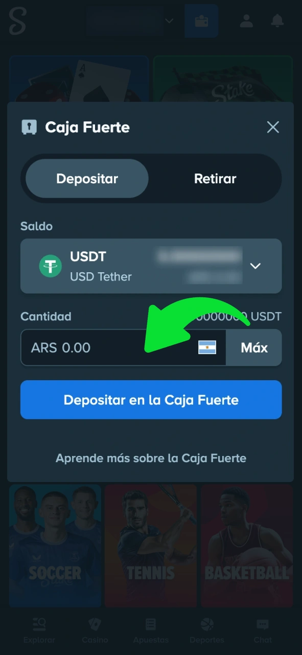Realiza tu primer depósito para apostar en Stake MMA.