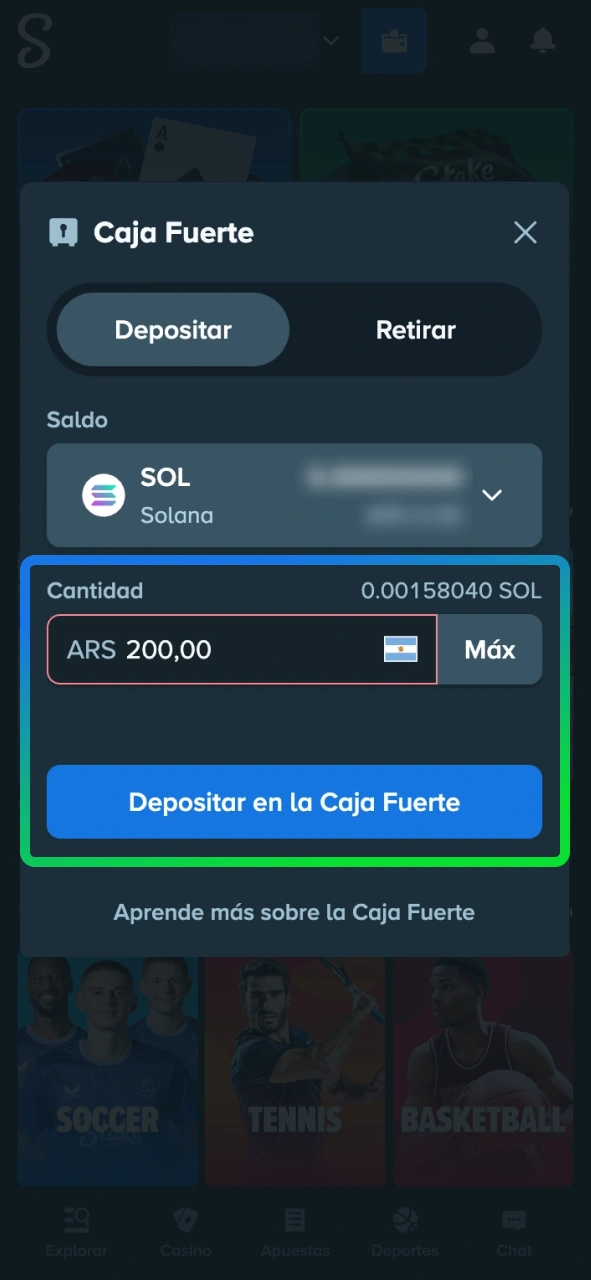 Deposita tus apuestas de tenis en Stake.