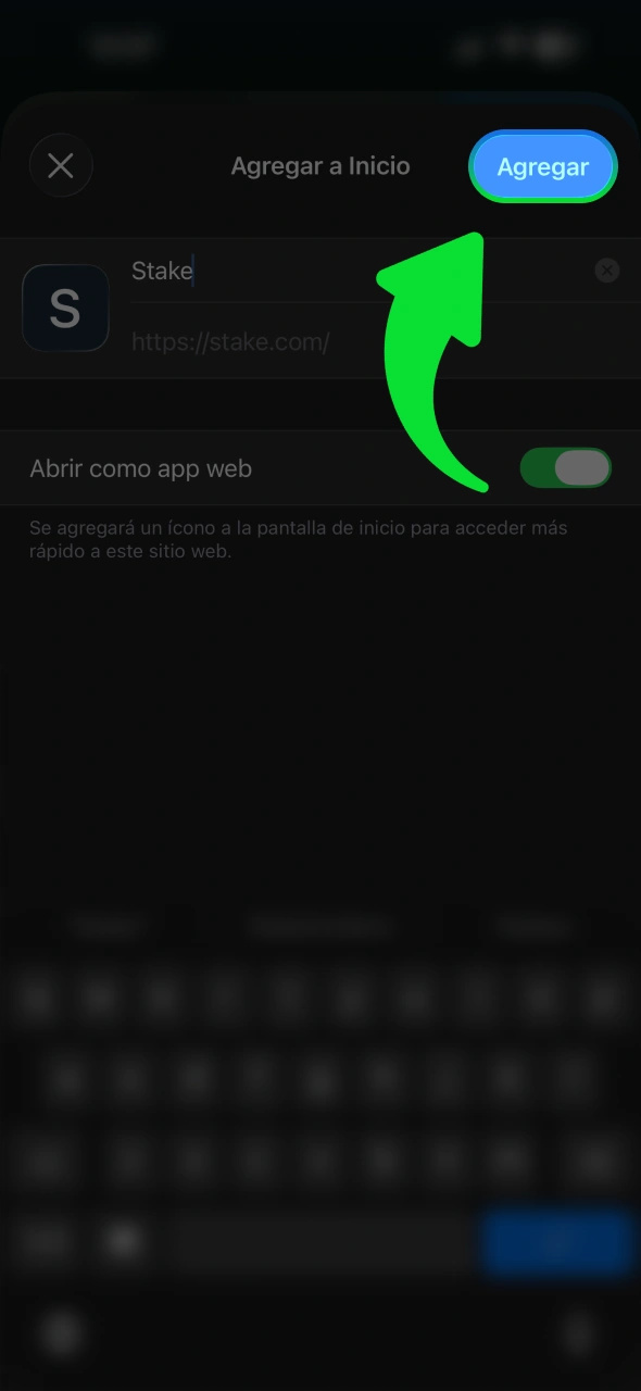 Añade el icono de Stake a tu pantalla de inicio.